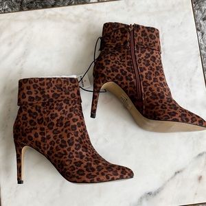 Express Leopard Animal Print Pointed Booties 8